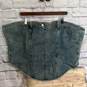Prettylittlething blue Jean corset